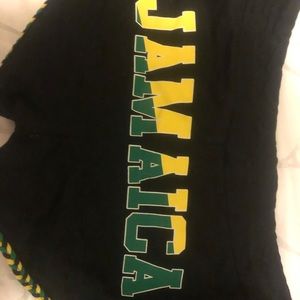 Jamaica beach shorts, black yellow and green.